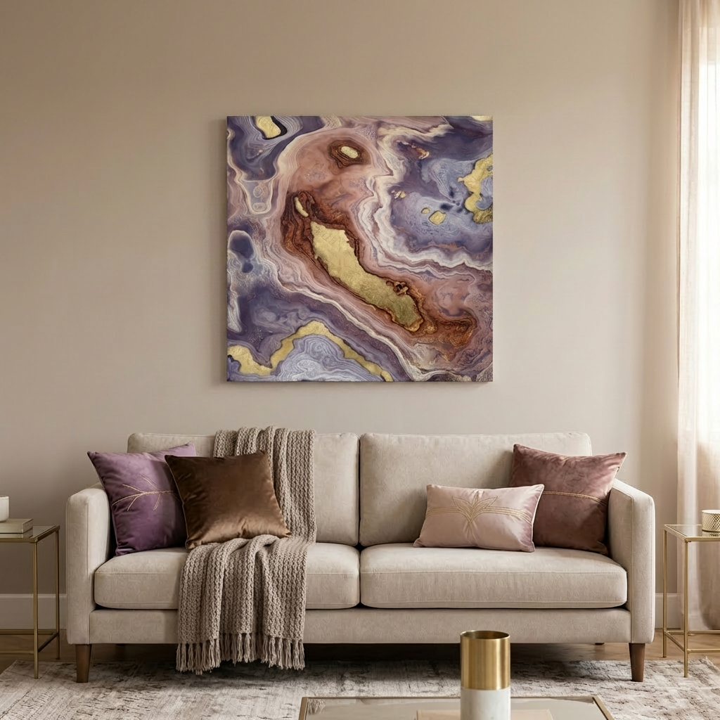 Mauve Agate Matte Canvas, Stretched, No Frame
