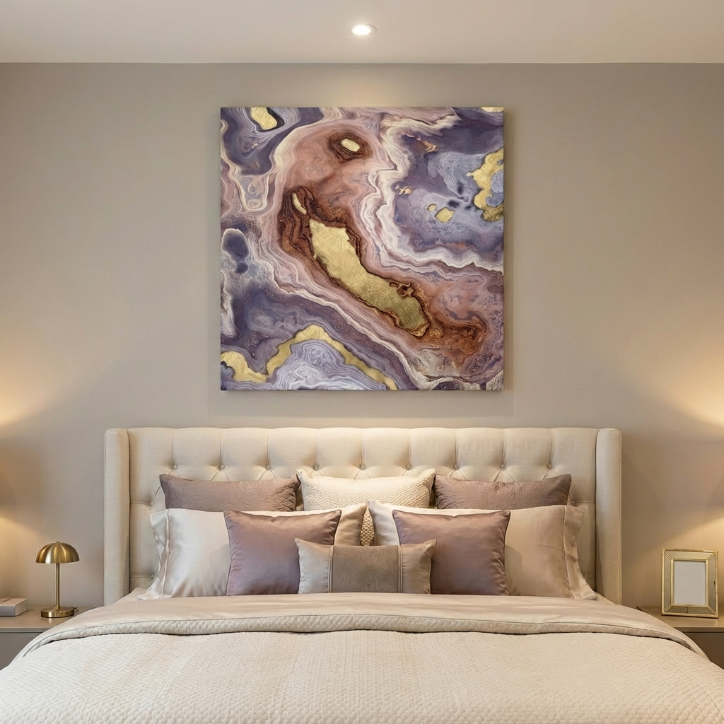 Mauve Agate Matte Canvas, Stretched, No Frame