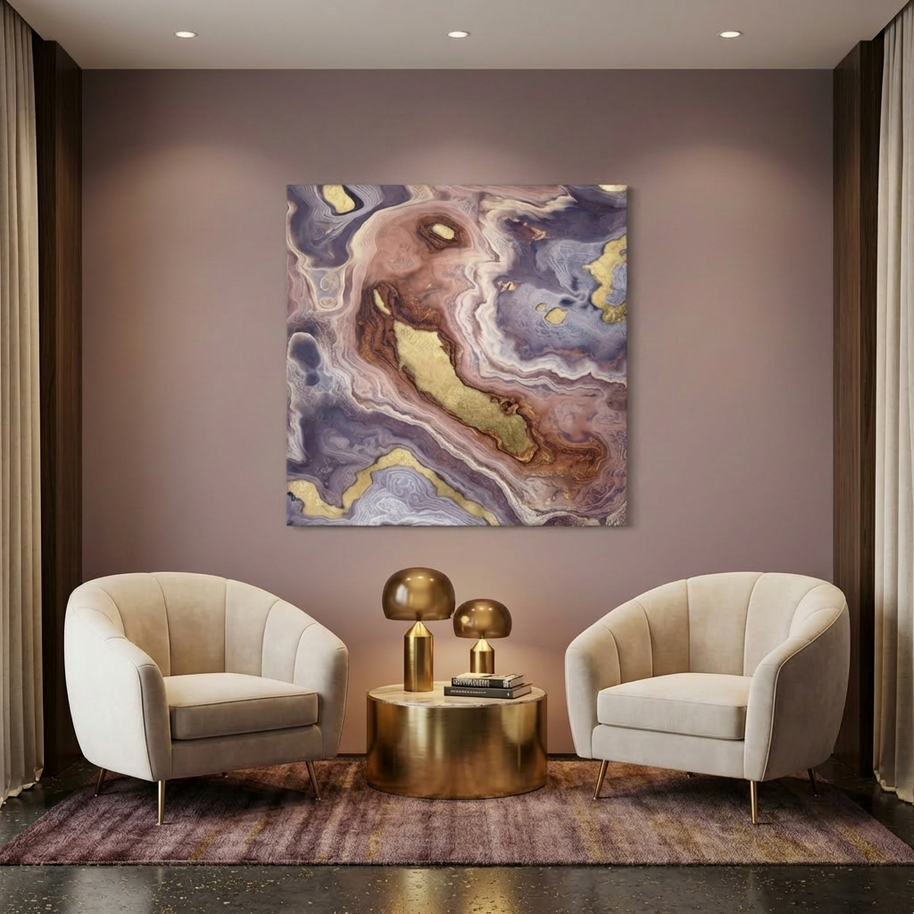 Mauve Agate Matte Canvas, Stretched, No Frame