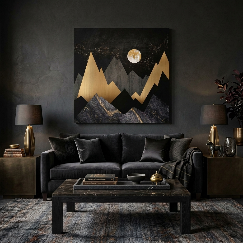 Golden Night Peaks Matte Canvas, Stretched, No Frame