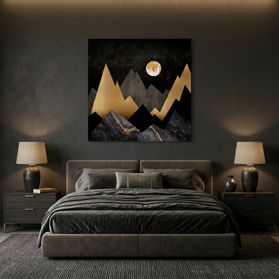 Golden Night Peaks Matte Canvas, Stretched, No Frame