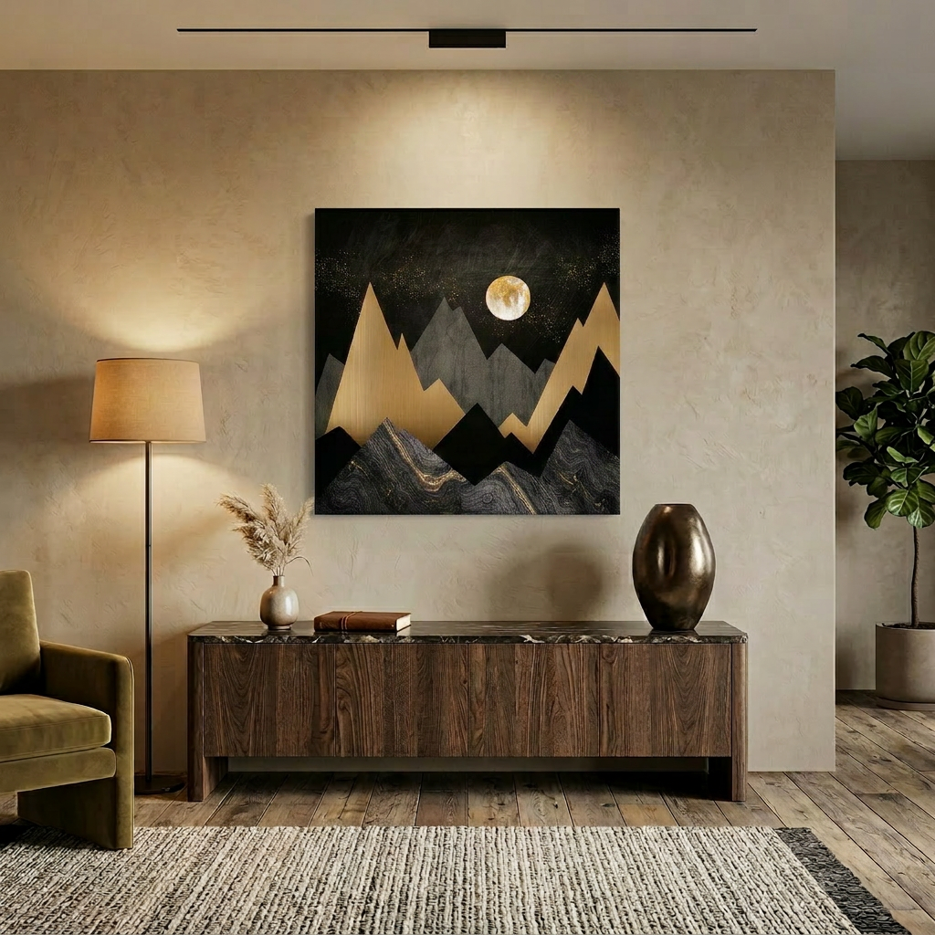 Golden Night Peaks Matte Canvas, Stretched, No Frame