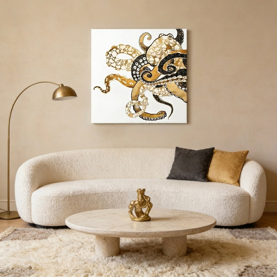 Metallic Octopus Matte Canvas, Stretched, No Frame