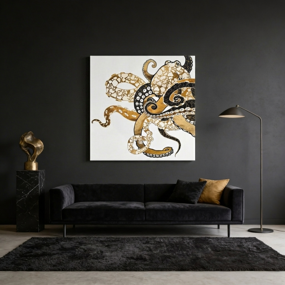 Metallic Octopus Matte Canvas, Stretched, No Frame