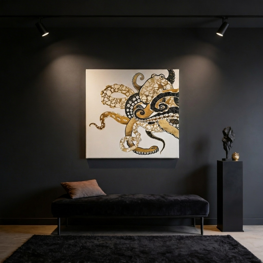 Metallic Octopus Matte Canvas, Stretched, No Frame
