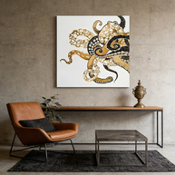 Metallic Octopus Matte Canvas, Stretched, No Frame