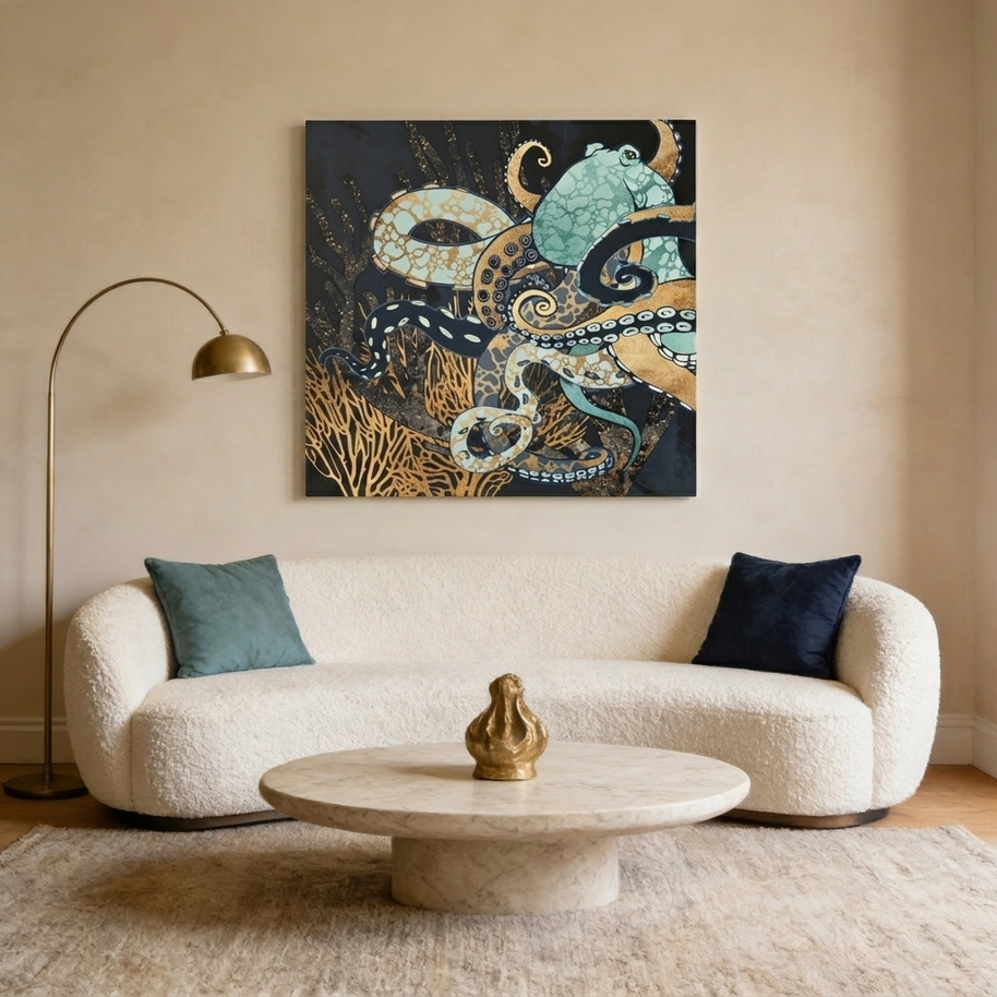 Metallic Octopus II Matte Canvas, Stretched, No Frame