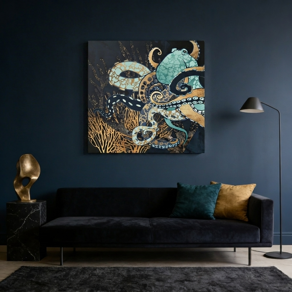 Metallic Octopus II Matte Canvas, Stretched, No Frame
