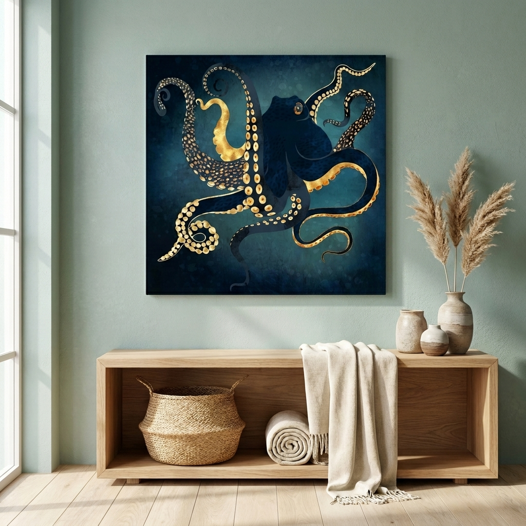 Metallic Octopus IV Matte Canvas, Stretched, No Frame