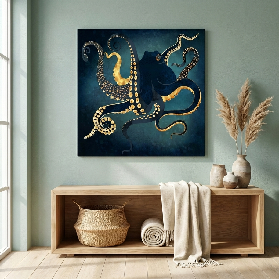 Metallic Octopus IV Matte Canvas, Stretched, No Frame