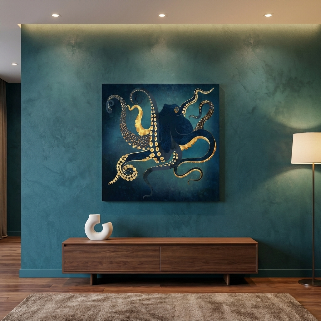 Metallic Octopus IV Matte Canvas, Stretched, No Frame