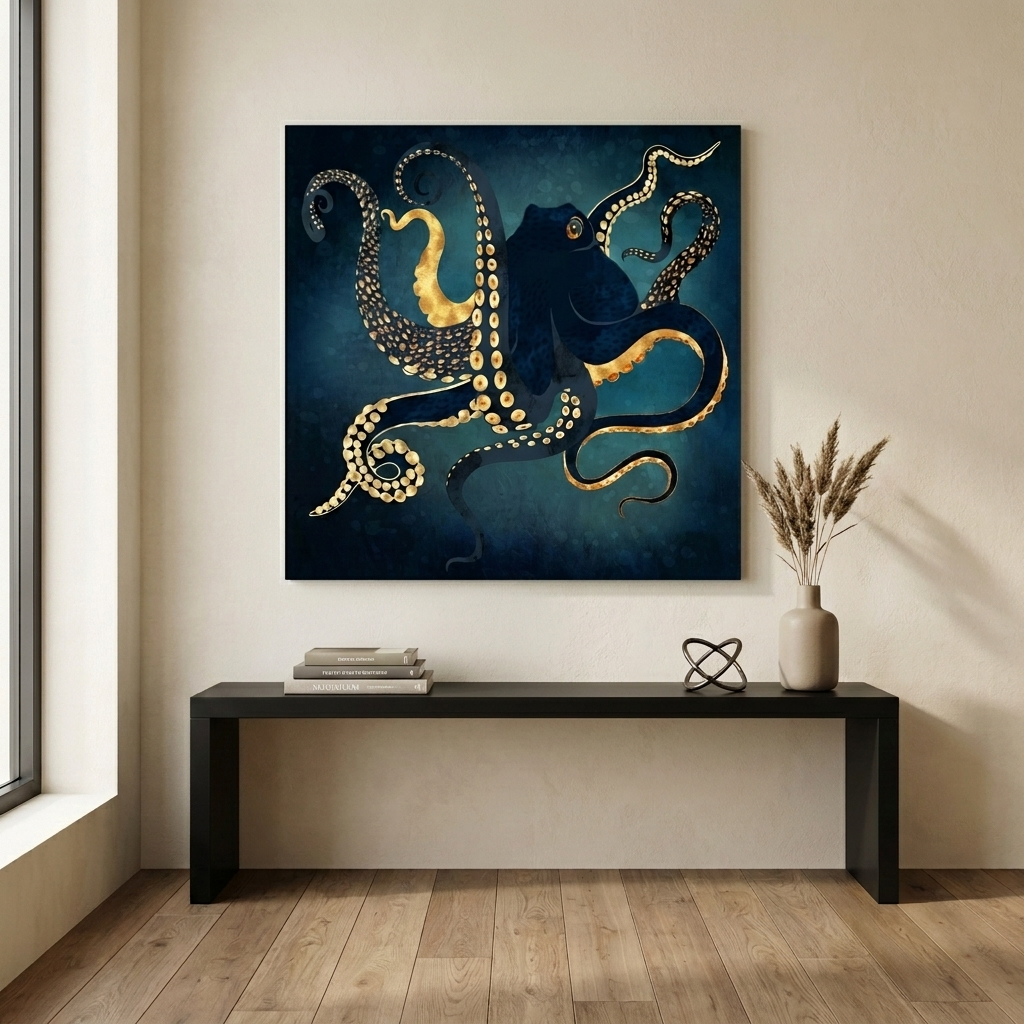 Metallic Octopus IV Matte Canvas, Stretched, No Frame