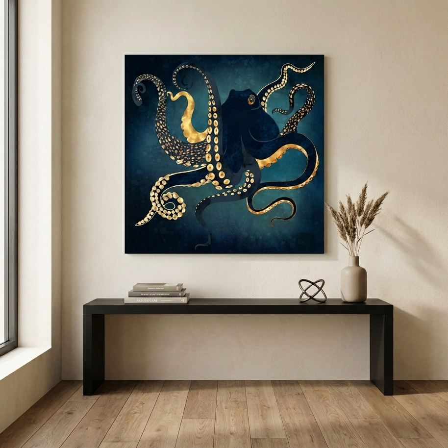 Metallic Octopus IV Matte Canvas, Stretched, No Frame