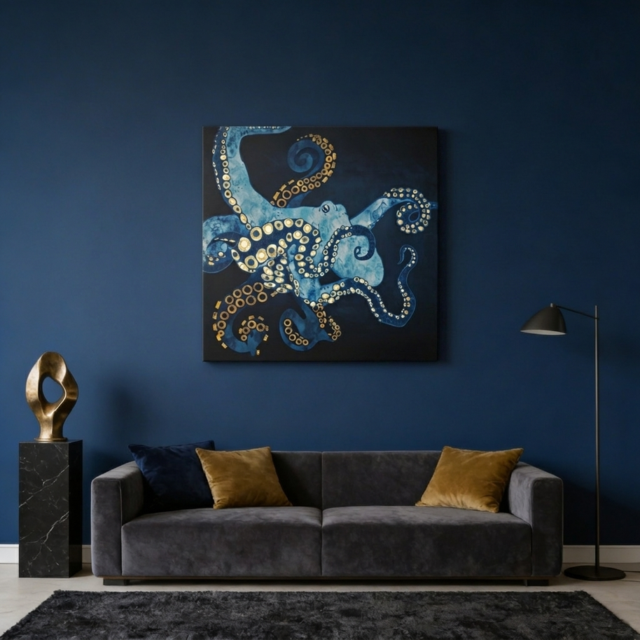 Metallic Octopus VII Matte Canvas, Stretched, No Frame