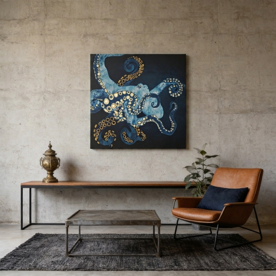 Metallic Octopus VII Matte Canvas, Stretched, No Frame