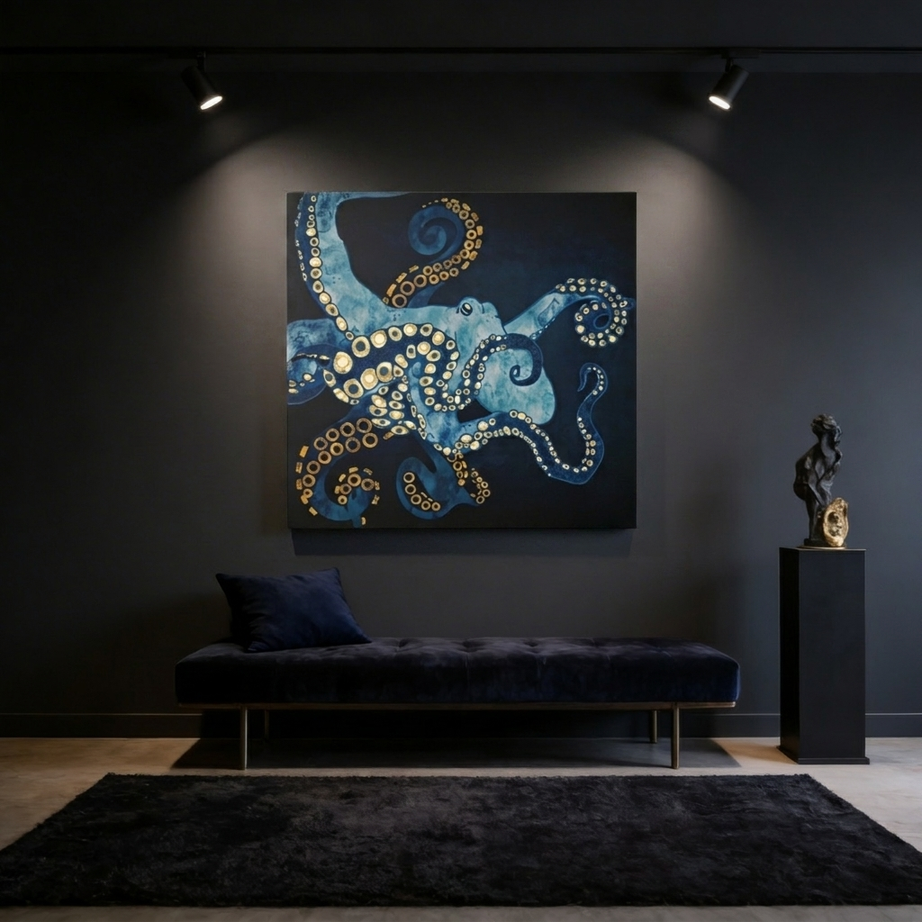 Metallic Octopus VII Matte Canvas, Stretched, No Frame