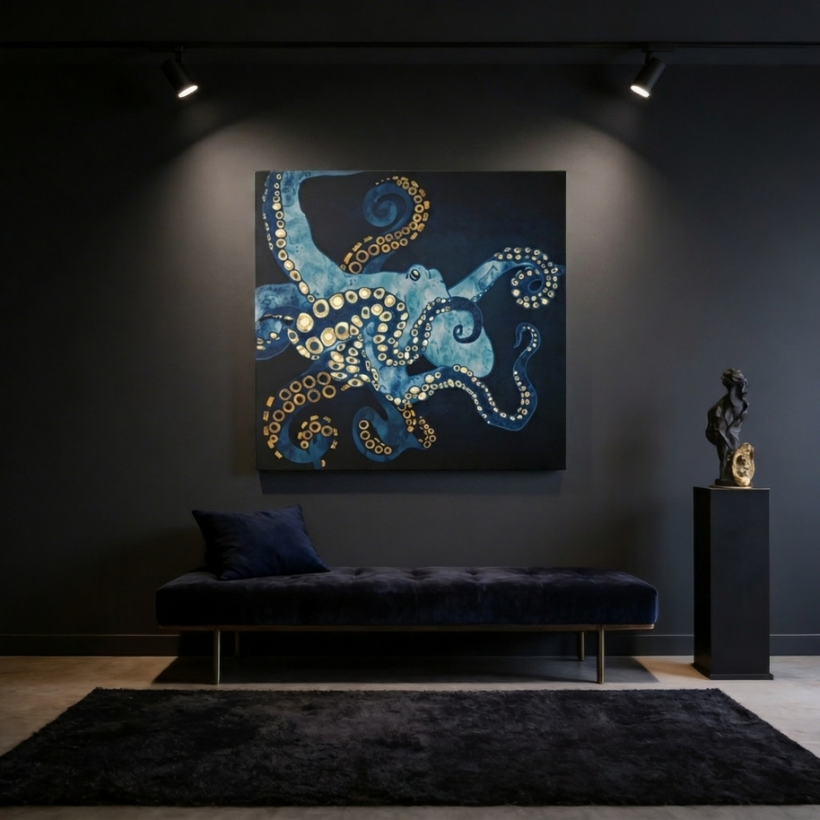 Metallic Octopus VII Matte Canvas, Stretched, No Frame