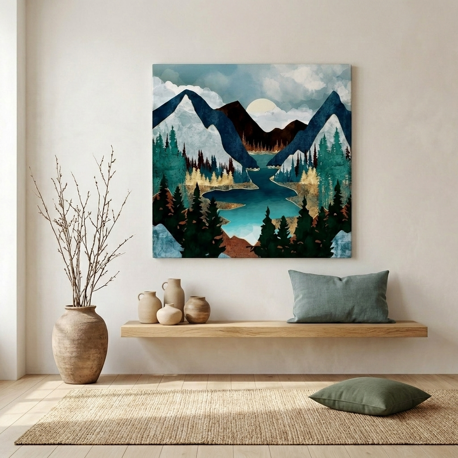 River Vista Matte Canvas, Stretched, No Frame