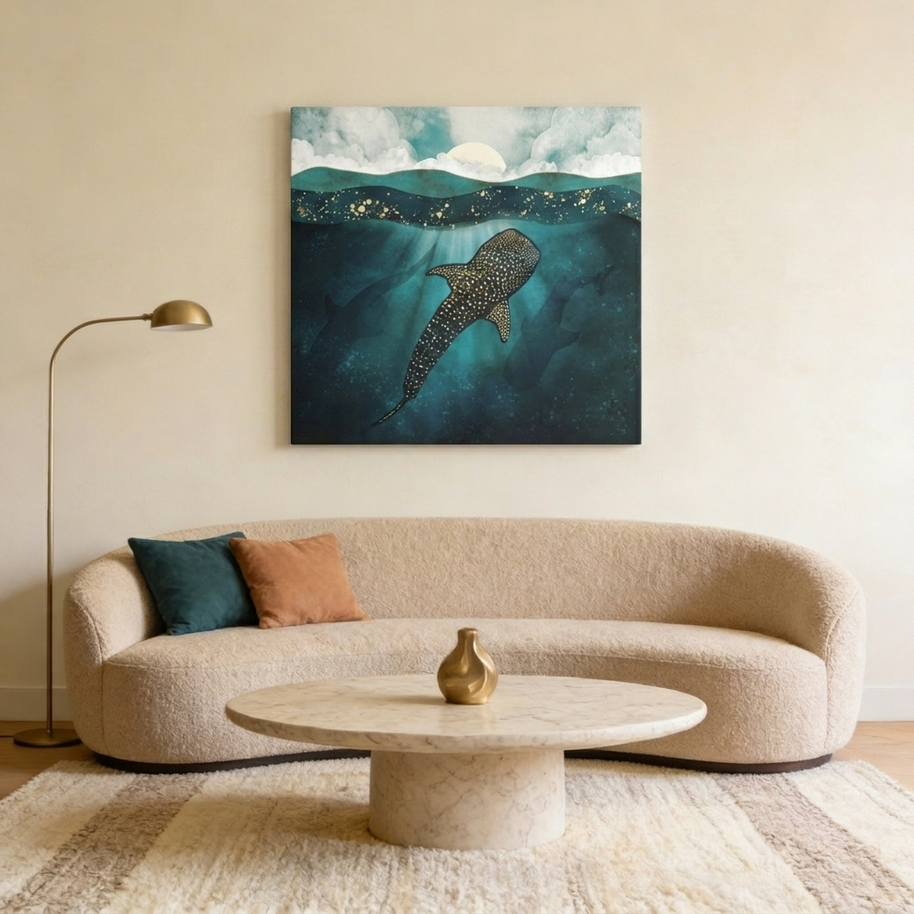 Metallic Whale Shark Matte Canvas, Stretched, No Frame
