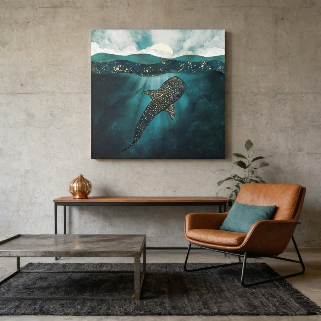 Metallic Whale Shark Matte Canvas, Stretched, No Frame