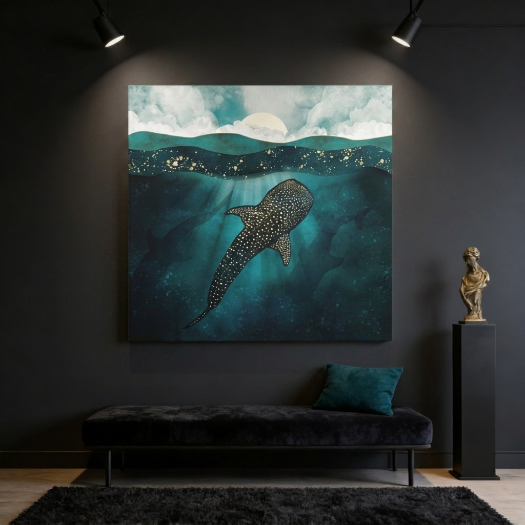 Metallic Whale Shark Matte Canvas, Stretched, No Frame