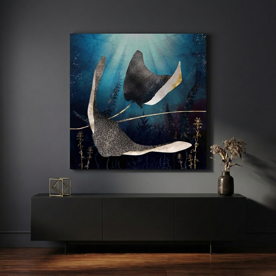 Metallic Stingray Matte Canvas, Stretched, No Frame