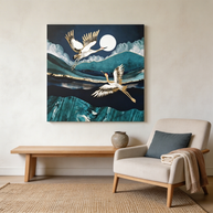 Midnight Cranes Matte Canvas, Stretched, No Frame