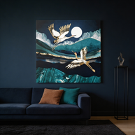 Midnight Cranes Matte Canvas, Stretched, No Frame