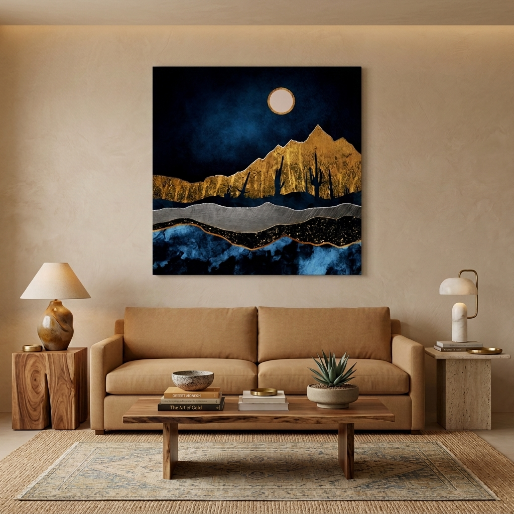Midnight Desert Moon Matte Canvas, Stretched, No Frame