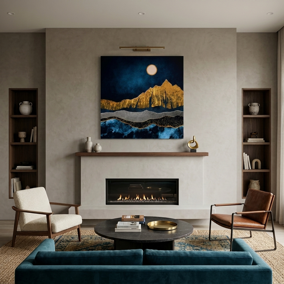 Midnight Desert Moon Matte Canvas, Stretched, No Frame