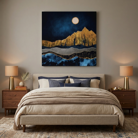 Midnight Desert Moon Matte Canvas, Stretched, No Frame