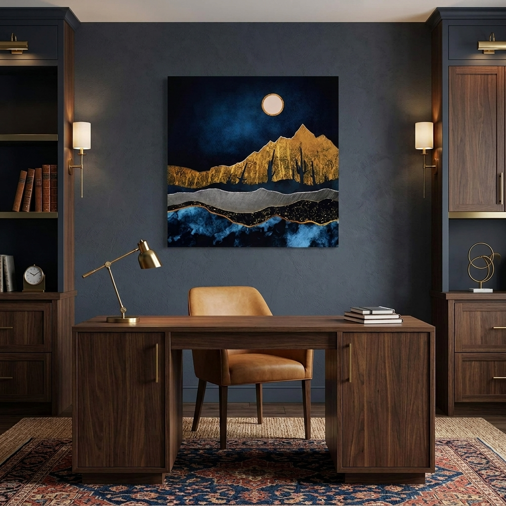 Midnight Desert Moon Matte Canvas, Stretched, No Frame