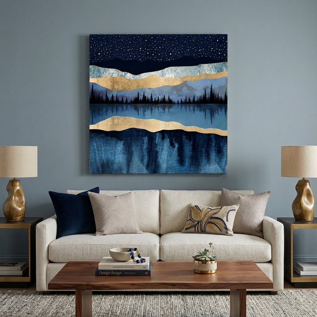 Midnight Lake Matte Canvas, Stretched, No Frame