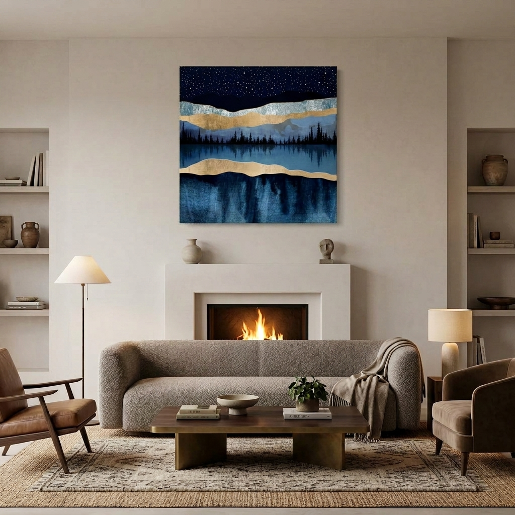 Midnight Lake Matte Canvas, Stretched, No Frame
