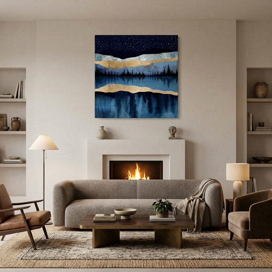 Midnight Lake Matte Canvas, Stretched, No Frame