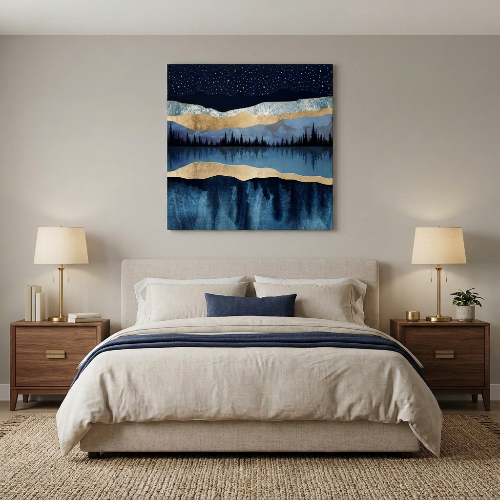 Midnight Lake Matte Canvas, Stretched, No Frame