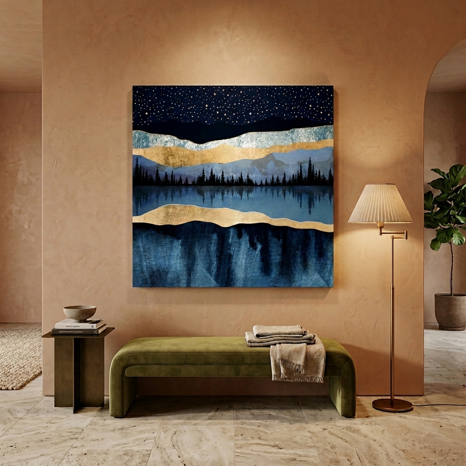 Midnight Lake Matte Canvas, Stretched, No Frame
