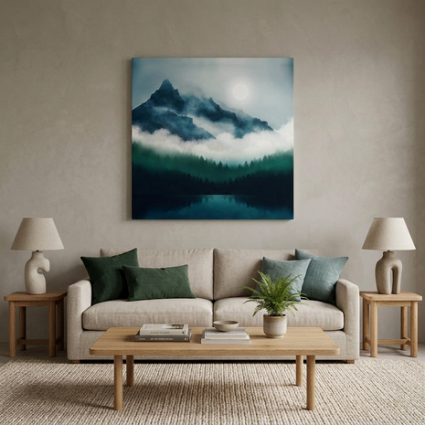 Midnight Moon Reflection Matte Canvas, Stretched, No Frame