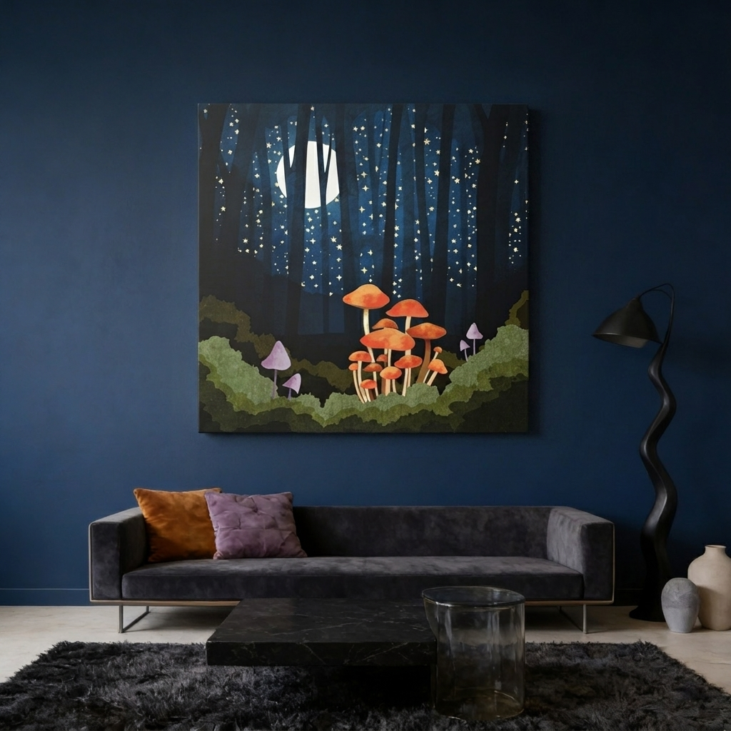 Midnight Mushrooms Matte Canvas, Stretched, No Frame