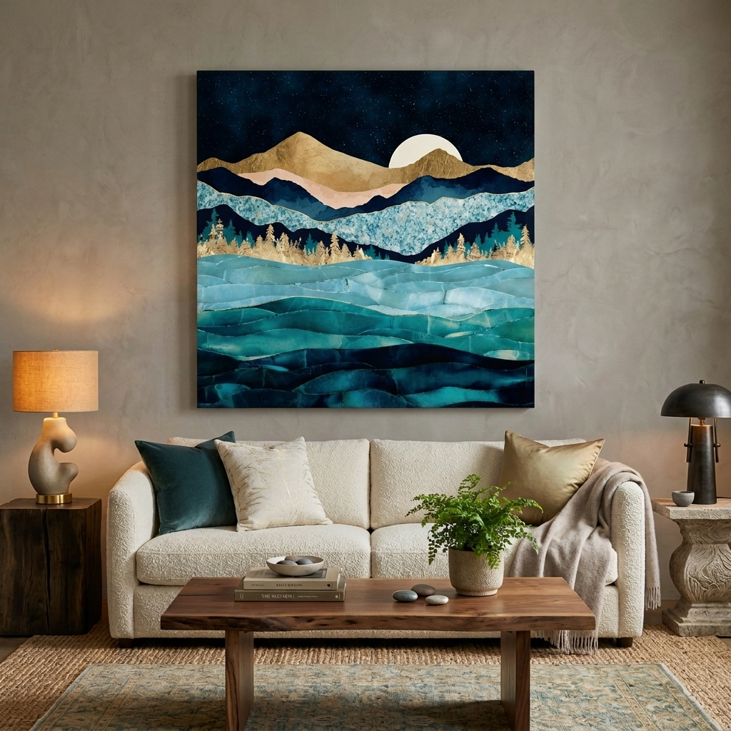 Midnight Ocean Matte Canvas, Stretched, No Frame