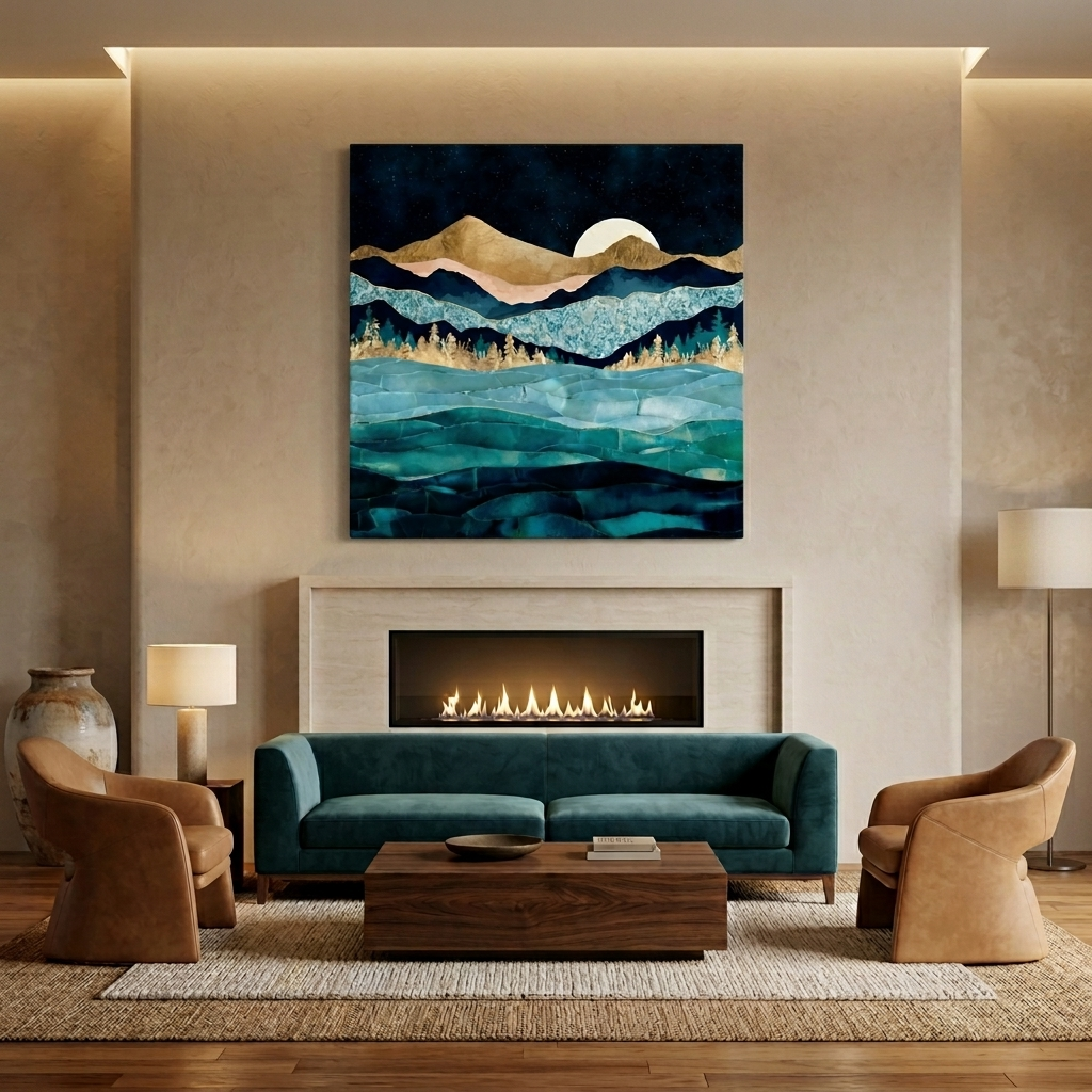 Midnight Ocean Matte Canvas, Stretched, No Frame