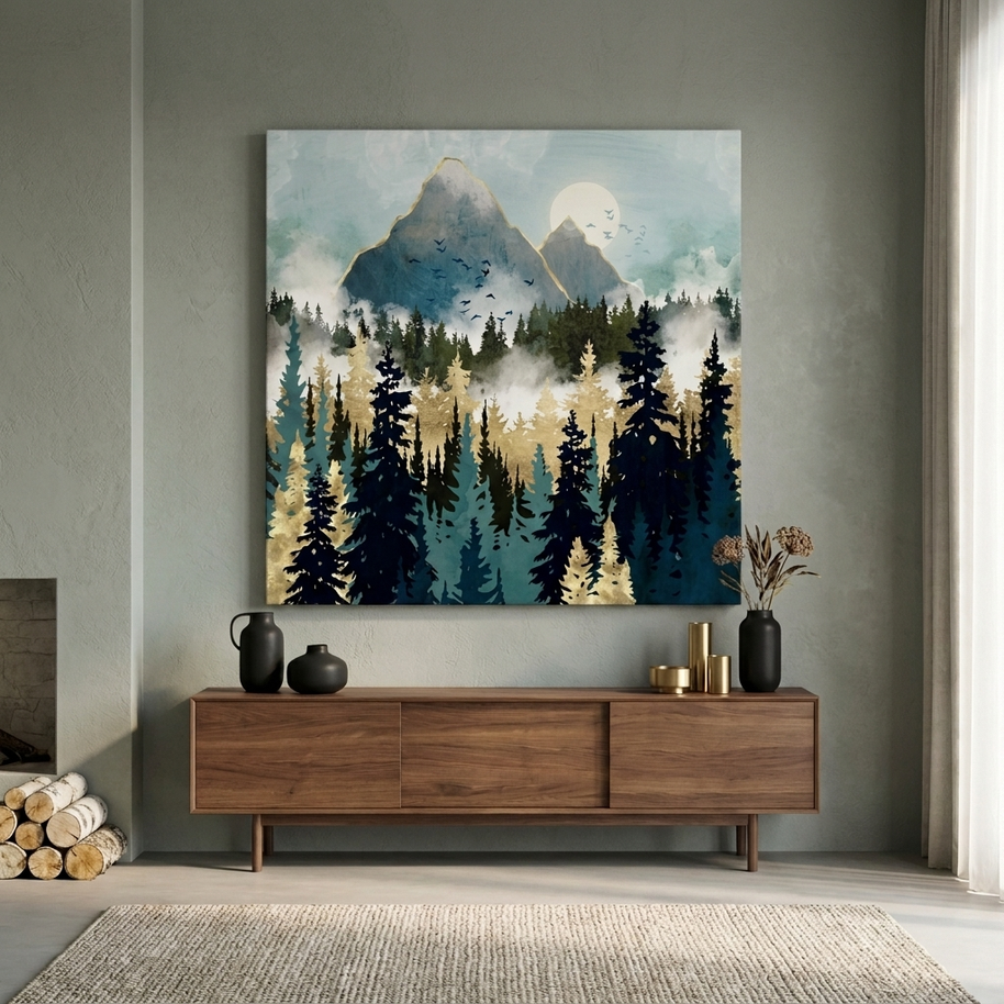 Misty Pines Matte Canvas, Stretched, No Frame