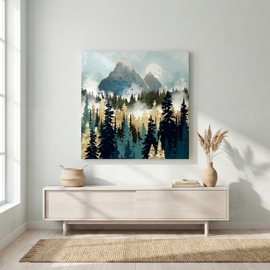 Misty Pines Matte Canvas, Stretched, No Frame
