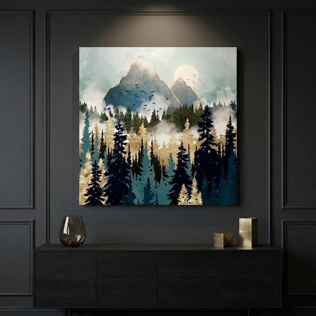 Misty Pines Matte Canvas, Stretched, No Frame