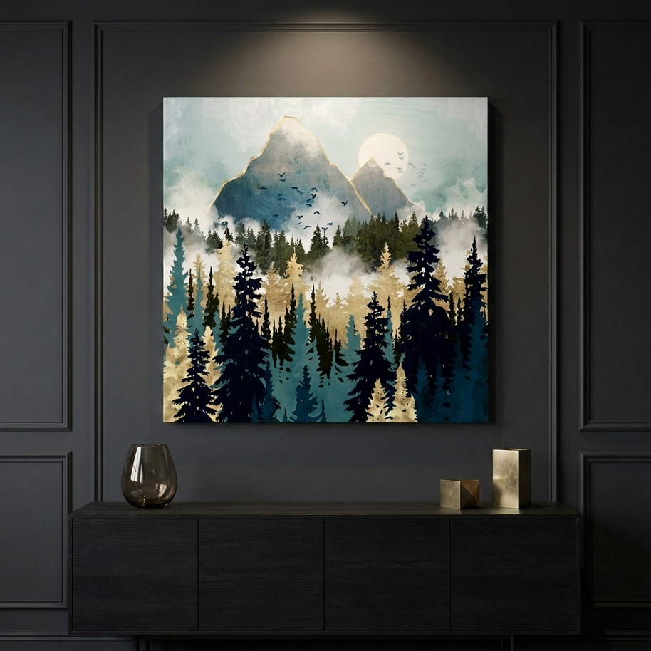 Misty Pines Matte Canvas, Stretched, No Frame