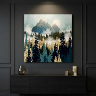 Misty Pines Matte Canvas, Stretched, No Frame