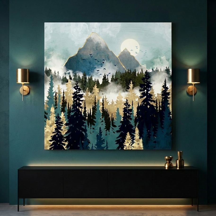 Misty Pines Matte Canvas, Stretched, No Frame
