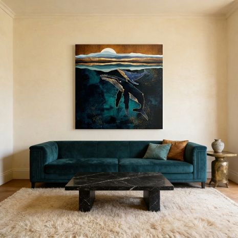 Moonlit Whales Matte Canvas, Stretched, No Frame