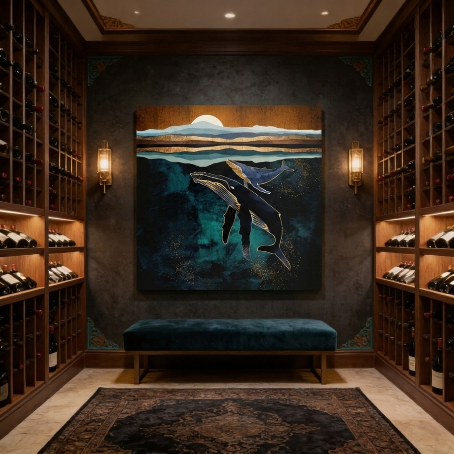 Moonlit Whales Matte Canvas, Stretched, No Frame