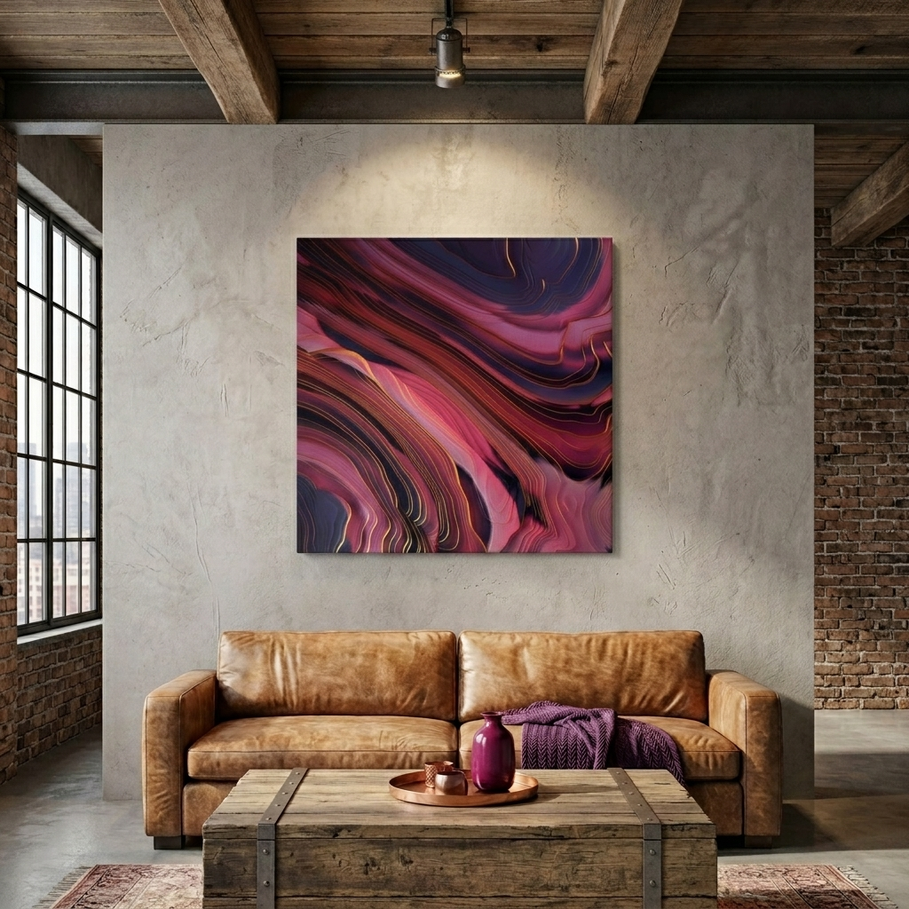 Plum Abstract Matte Canvas, Stretched, No Frame